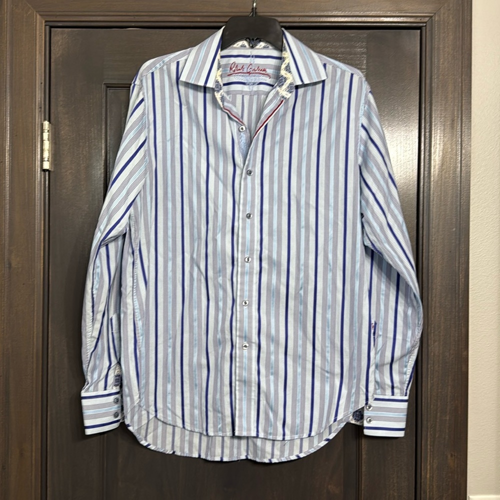 Robert Graham Men’s blue‎ striped button down shirt M